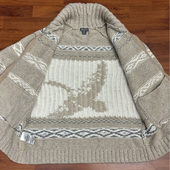 Eddie Bauer Wool Sweater Full Zip Cardigan Nordic Fair Isle Jacket Size Large - Picture 11 of 16
